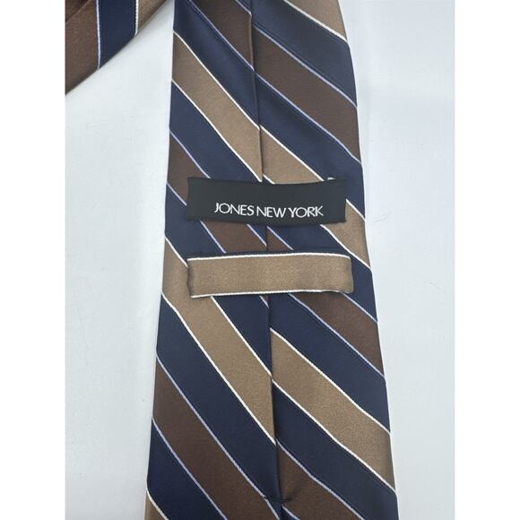 Jones New York Brown And Blue Striped Men's Neck Tie - Picture 8 of 15